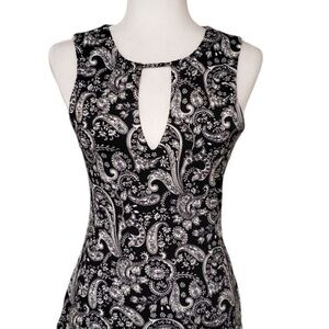 Black and White Paisley Sleeveless Dress